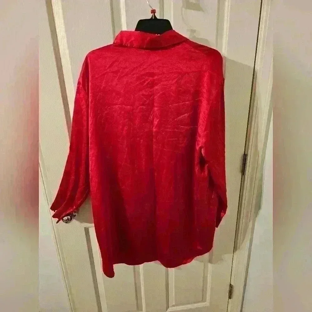 Victoria's Secret Red Satin Nighty and NWT Robe Set Nighty Size L - Picture 7 of 9